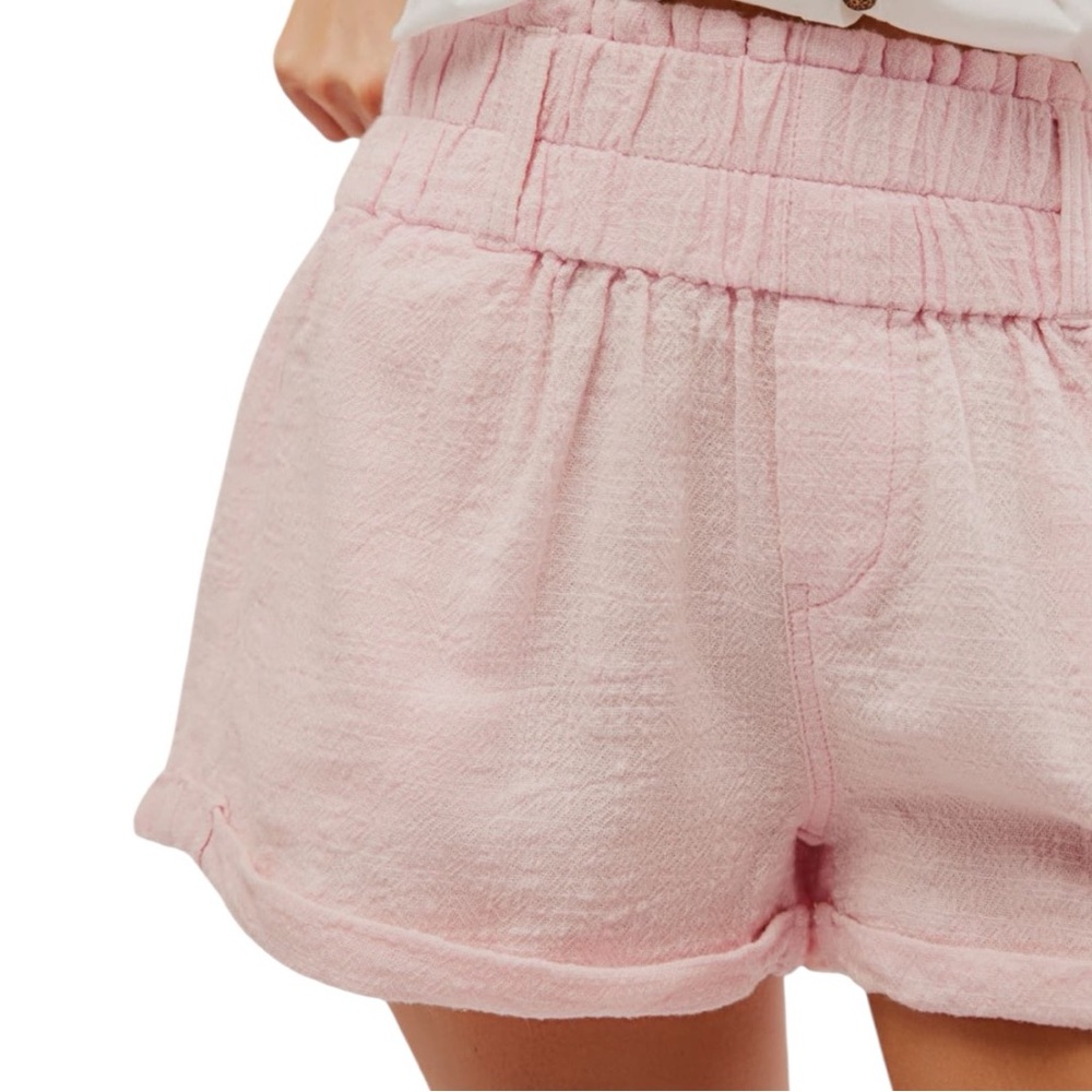 Free People Solor Baja Paperbag Waist Flare Cotton Pink Shorts Size Small - Picture 5 of 7